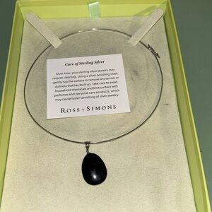 Ross Simons black agate necklace silver